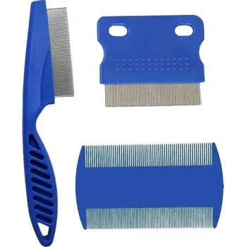 Kosmetika pro psa Sada hřebenů na blechy pro domácí mazlíčky 3 ks Hřeben na vši Hřeben na péči o psy a kočky Hřeben na rozčesání srsti kolem obličeje modrá