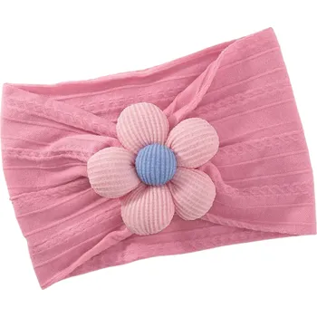 Pokrývka hlavy Elastická čelenka pro novorozené s květinou Roztomilý doplněk do vlasů Pro miminka Jemná a pohodlná Novorozenecká čelenka pro dívky růžová