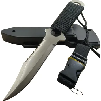 Multifunkční nůž Lovecký nůž 21,6 cm Taktická pevná čepel z nerezové oceli S pouzdrem Outdoor nůž do přírody Kempování Turistika Bushcraft Survival výbava stříbrná