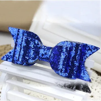 Spona do vlasů s třpytivou mašlí modrá