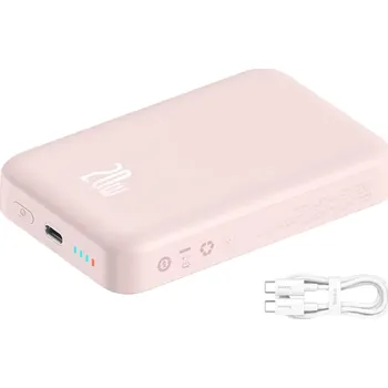 Powerbanka Bezdrátová powerbanka USB-C 10000mAh 20 W bílá růžová