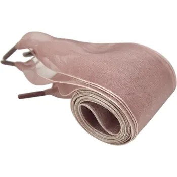 Tkaničky do bot Transparentní šifonové tkaničky do bot 100x4 cm Hedvábný efekt Široké tkaničky Velké mašle Elegantní doplněk Tenisky Nízké boty Styling bronzová