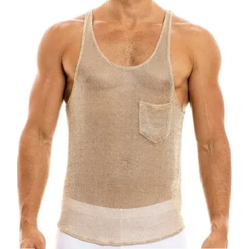 Pánské tílko Pánské průsvitné tílko T1990 béžova S