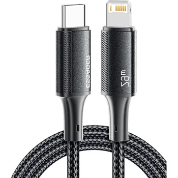 Datový kabel Rychlonabíjecí kabel 25 cm USB C na iPhone Lightning 29 W 3 A krátký pevný odolný datový kabel pro rychlé nabíjení černý iOS zařízení