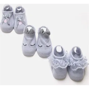 Roztomilé kojenecké ponožky - 3 páry šedá 6-9 měsíců