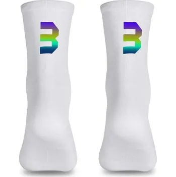 Profesionální bílé kompresní sportovní ponožky unisex EU 39-46 reflexní prodyšné cyklistické outdoorové nylonové vysoké ke kolenům 3