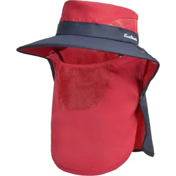 Klobouk Unisex klobouk s ochranou proti slunci červená