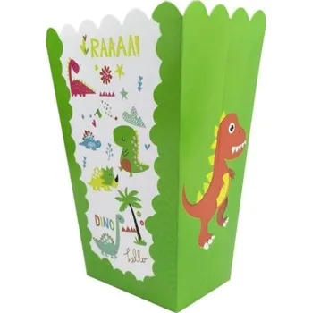 Karnevalový doplněk Krabička na popcorn s dinosaury 6 ks