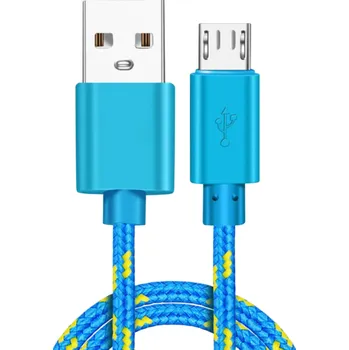 Datový kabel Rychlonabíjecí kabel USB A na Micro USB 50 cm 2A nylonový pletený datový a nabíjecí kabel synchronizace a napájení telefonu a zařízení modrá