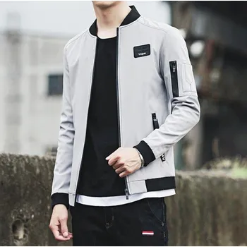 Pánská bunda Stylová pánská jarní bunda s límcem J2740 šedá XL