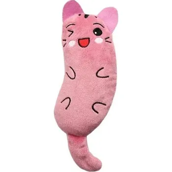 Hračka pro kočku Polštář Catnip 16 x 5,5&nbsp;cm Polštářek pro kočky na hraní ve tvaru kočky&nbsp;Roztomilá hračka pro kočky Plyšová kousací hračka Žvýkací polštář pro kočky růžová