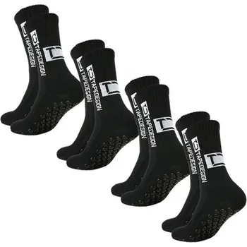 Pánské ponožky 4 páry unisex fotbalové ponožky ke kolenům EUR 39-45 protiskluzové sportovní prodyšné tréninkové ponožky na fotbal a soutěže černá