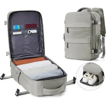 Sportovní batoh Cestovní batoh 40 x 20 x 25 cm Příruční zavazadlo do letadla Praktický batoh s kapsou na boty Vnitřní přihrádky Lehký batoh na cesty šedá