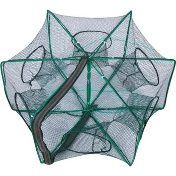 Rybářská síť Zelená rybářská skládací síť na ryby 6 otvorů 50 cm Přenosná past na sumce, úhoře a kraby Samorozkládací síť na lov ryb Odolná konstrukce Snadné použití