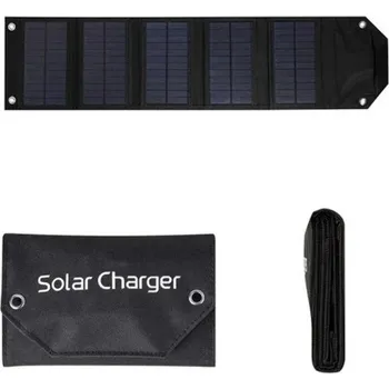 Powerbanka Skládací solární panel 80W USB 5V 735x180 mm Přenosná solární power banka s nabíjecím kabelem pro venkovní kempování a turistiku černá