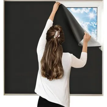 Stavební výplň Ochranná okenní fólie neprůhledná černá 200 x 145 cm Samolepicí zatemňovací fólie na okna Fólie na sklo Ochrana soukromí Dekorace