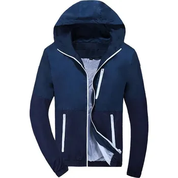 Pánské oblečení Stylová pánská dvoubarevná bunda J1007 tmavě modrá XL