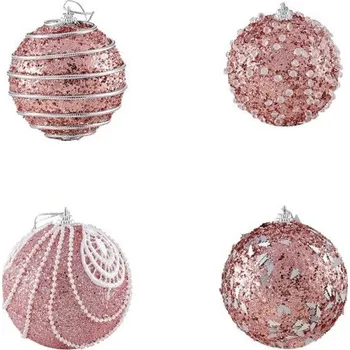 Vánoční dekorace Vánoční koule růžové 4 ks G3098