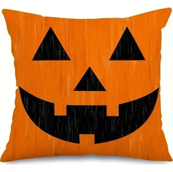 Karnevalový doplněk Halloweenský povlak na polštář Veselý dekorativní povlak na polštář se zipem Jednostranný oranžový povlak na polštář s motivem dýně 40 x 40 cm