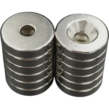 5 ks super silné neodymové kulaté magnety s otvorem 20 x 5 mm Otvor 5 mm Silné magnetické kotouče pro techniku Výrobu Držáky Zavěšení Dílna Řemesla