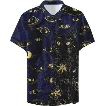 Pánská košile Pánská košile s kočkou tmavě modrá 4XL 1