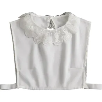 Kravata Falešný límec pro ženy ležatý s krajkou Elegantní odnímatelný límeček Dekorativní límec ke svetru halence šatům Romantický doplněk bílá