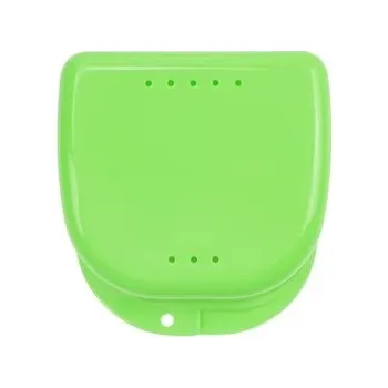 Náhradní hlavice k elektrickému kartáčku Úložná přenosná schránka na umělé zuby Ortodontická krabička Pouzdro na zubní protézy Ventilovaný box s prodyšnými otvory 8,2 x 7,7 cm zelená