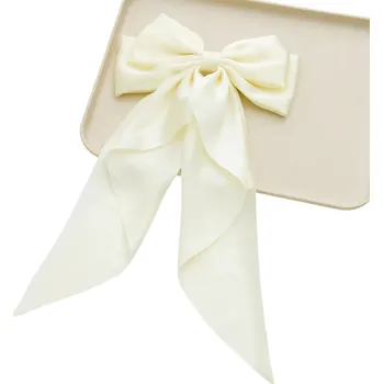 Balící papír Saténová mašle do vlasů 36 x 21 cm Elegantní vlasová ozdoba Dámský módní doplněk Jemný lesk Stylové vázání Pohodlné nošení bílá