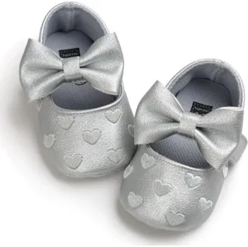 Dívčí bačkory Dívčí kožené capáčky stříbrná 6-12 měsíců