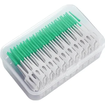 Mezizubní kartáček Silikonový mezizubní kartáček 1&nbsp;mm Sada mezizubních kartáčků 200 ks zelená