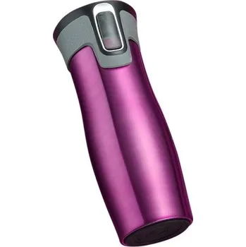 Termoska s tlačítkovým uzávěrem tmavě růžová