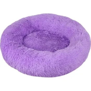 Pelíšek pro psa Mikroplyšový pelíšek pro psy ve tvaru donutu Ø50 cm Měkký kulatý pelíšek s dlouhým chlupem Prodyšný a pratelný pelíšek proti úzkosti Pohodlný pelech pro malé a střední psy fialová