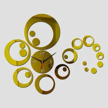 Hodiny Nástěnné samolepící hodiny G2014 zlatá