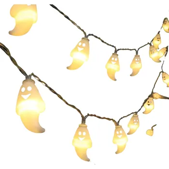 Karnevalový doplněk Halloweenský světelný řetěz duchové 1,5 m na 2x AA baterie