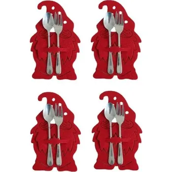 Vánoční dekorace Vánoční pouzdro na příbory - skřítek 4 ks