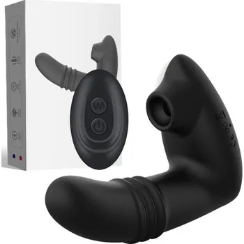 Vibrátor Womanizér s vibrátorem ve tvaru penisu, délka 10,7 cm, 10 vibračních režimů, silikonový, magnetické USB nabíjení, dálkové ovládání, voděodolný, diskrétní balení černá