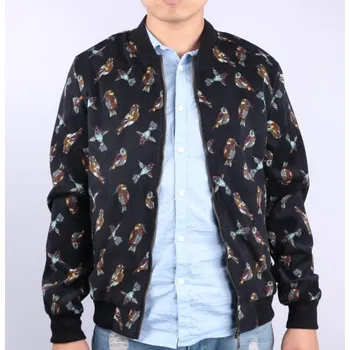 Pánská větrovka Pánská jarní bunda s ptáčky - Černá M