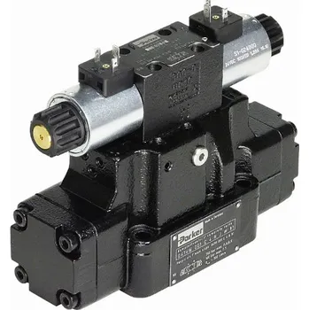 Rozvaděč Hydraulický nepřímo řízený rozvaděč, 24V, standardní solenoid, s manuálním ovládáním Parker D41VW001C4NJW3A