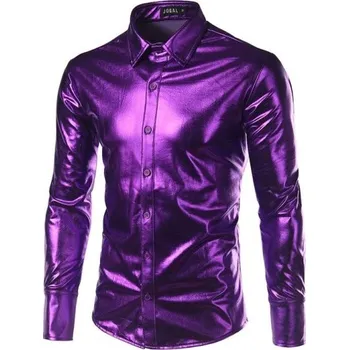 Pánská košile Pánská lesklá košile fialová S