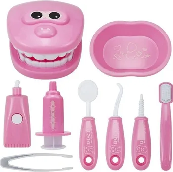 Školní kufřík Dětský kufřík s vybavením pro zubaře 9 ks růžová