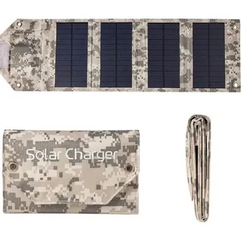Powerbanka Skládací solární panel 60W USB 5V 610x180 mm Přenosná solární power banka s nabíjecím kabelem pro venkovní kempování a turistiku maskáčová