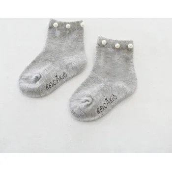 Dívčí oblečení Dívčí kotníkové ponožky s perlami šedá 4-7 let