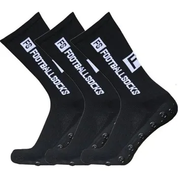3 páry dětské sportovní fotbalové ponožky EUR 34-39 vysoké ke kolenům silikonová protiskluzová podrážka prodyšné elastické černá