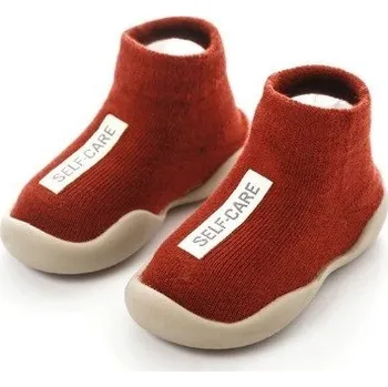 Kojenecké ponožky s gumovou podrážkou červená 9-12 měsíců