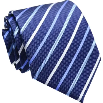 Kravata Modrá kravata s proužky 146 x 8 cm Stylový doplněk pro společenské události, práci i běžné nošení Elegantní pánská kravata do obleku