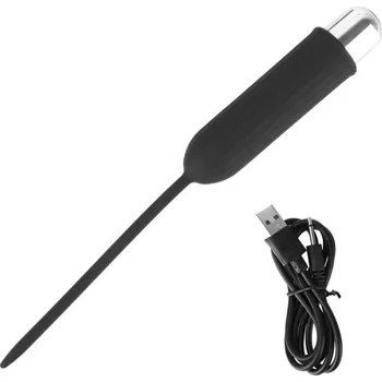 Vibrátor 2v1 silikonový diletátor s vibrátorem, vel.M , hladký povrch, 10 vibračních režimů, USB nabíjení, pro hlubokou stimulaci, Diskrétní balení