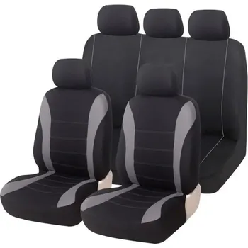 Autopotah Univerzální potahy na autosedačky 5 sedadel Ochranné autopotahy na přední i zadní sedadla Sada potahů na opěrky hlavy Prodyšné látkové autopotahy šedá