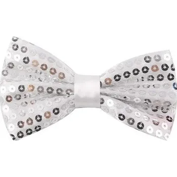 Motýlek s flitry Elegantní pánský doplněk Stylový lesklý motýlek Nastavitelná délka Univerzální velikost Ideální na formální i slavnostní akce bílá