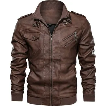 Pánská větrovka Pánská kožená bunda F1089 hnědá L 2
