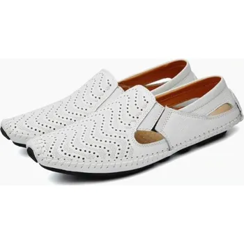 Pánské polobotky Pánské kožené mokasíny Josh bílá 39